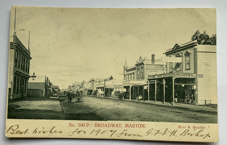 early 1900s New Zealand photograph postcard Broadway, Marton